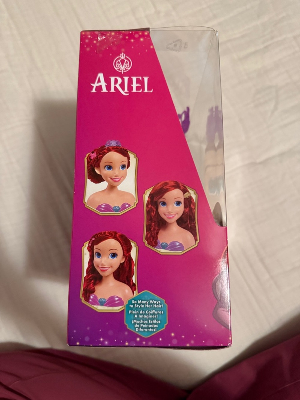 Disney Ariel Styling Head with Red Hair and Purple Tiara - Picture 2 of 4